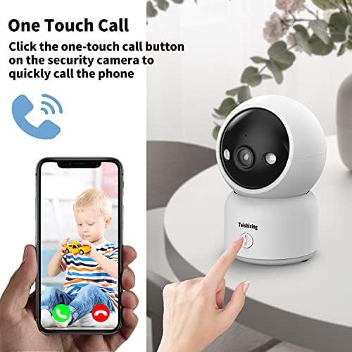 Taishixing 2K מצלמת אבטחה מקורה 2 חבילות, מוניטור לתינוקות ומצלמת חיות מחמד 360 מעלות לאבטחה ביתית, תמיכה ב- 5/2.4GHz Wi-Fi, שיחות מגע