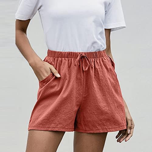 Oplxuo פשתן מכנסיים קצרים מזדמנים לנשים שרוטות מותניים גבוהות מכנסיים קצרים נוחים תלבושות כותנה קיץ בגדי אופנה עם כיסים