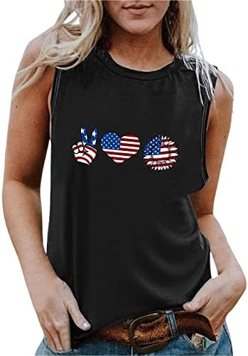 חולצה 4 ביולי גופיות טנק לנשים דגל אמריקאי קיץ קיץ חולצה ללא שרוולים כוכבים פסים גופיות אימון בצבע עניבה