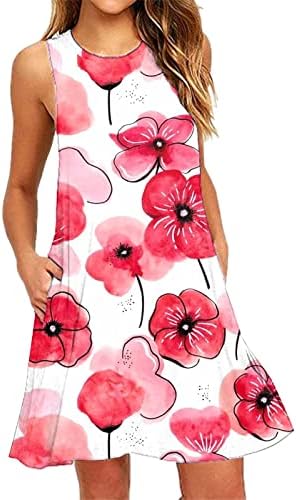 שמלות קיץ חמודות של Kcjgikpok לנשים, גרפיקה חמודה מודפסת מדי גודל O שמלת טנק קיץ ללא שרוולים שמלת קיץ שמלת קיץ