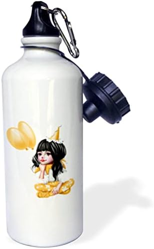 3 דרוז נערת ליצן כהה וחמודה עם בלונים בצהוב - בקבוקי מים