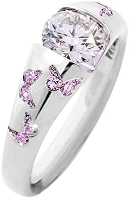 יסטו מעוקב זירקוניה טבעות אופנה פשוט חמוד פרפר זירקון טבעת אישיות צבעוני טבעת לנשים