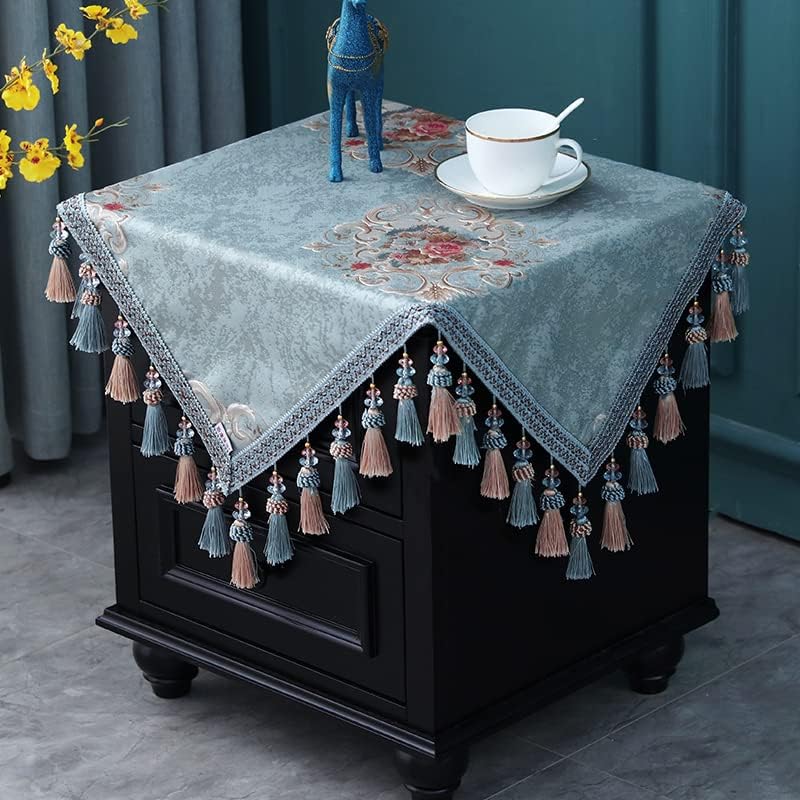 Yiylunneo שולחן ליד המיטה בסגנון אירופאי כיסוי בטוח מקרר בד מקרר שולחן ריבוע קטן כיסוי חדר שינה חדר שינה מזגן אנכי כיסוי אבק אבק מגבת