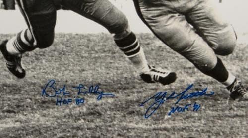 בוב לילי וי.א. חתימה של Tittle Hof עם 16x20 B&W Photo- JSA W Authent - תמונות NFL עם חתימה
