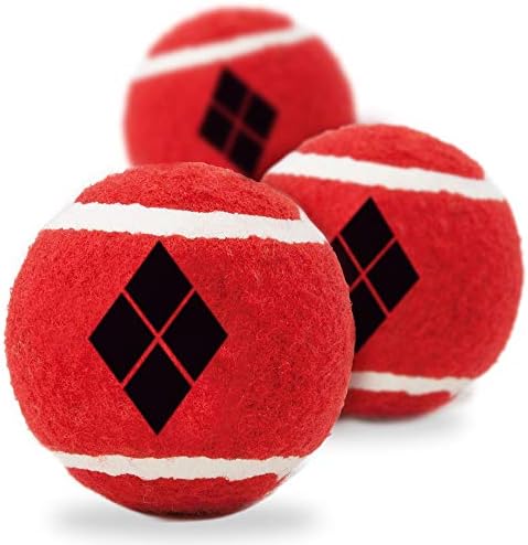 כדורי טניס צעצוע של כלב אבזם כלבים הארלי קווין דיימונד סמל אדום שחור, 2.75 x 2.75, DTTB-JKCH