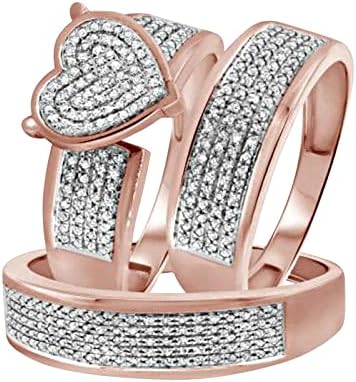2023 נשים חדשות נוצצות יהלום מלא יהלום כפול סט טבעת טבעת הבטחה סט טבעת זירקוניה טבעת טבעת טבעת שני חתיכות סט טבעות נירוסטה חמודות