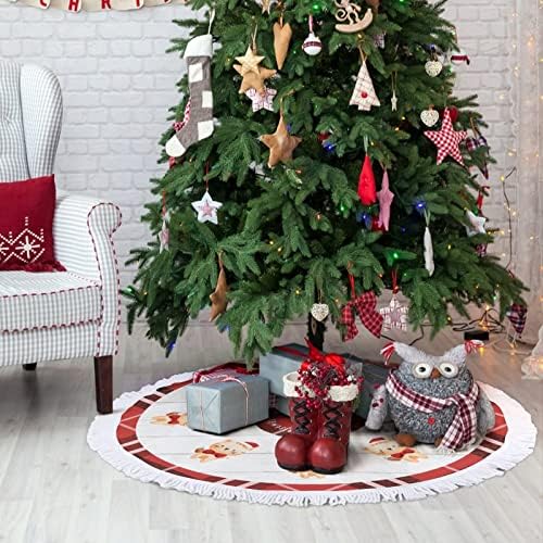 חצאית עץ חג המולד, מחצלת עץ חג המולד משובצת חג המולד עם ציצית, מחצלת קישוטים לחג המולד של חג המולד, מחצלת בסיס עץ חג מולד שמח למסיבת חג