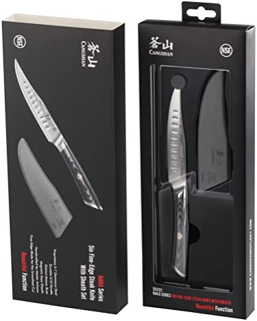 סדרת קנגשאן נאקה 503121 אקס-7 פלדה מזויפת סכין סטייק דק בגודל 5 אינץ ' עם נדן