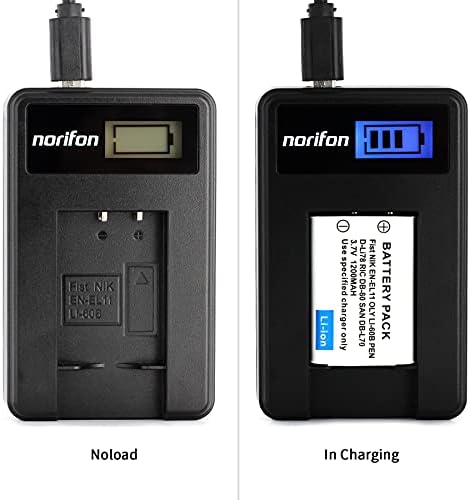 Norifon EN-EL11 LCD מטען USB עבור Nikon Coolpix S550, CoolPix S560 מצלמה ועוד, שחור