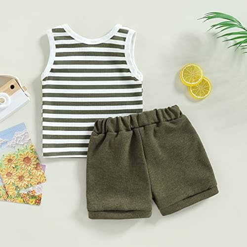 תלבושות קיץ פעוטות תינוקות תינוקות מפוספסים חולצת טריקו עם שרוול קצר ומכנסי מכנסיים קצרים