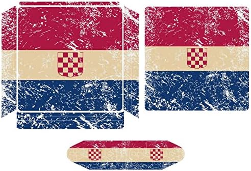 קרואטיה רטרו דגל חמוד מדבקת עור מגן דק כיסוי עבור נ. ב. -4 דק / נ. ב. -4 פרו קונסולה & מגבר; 2 בקר