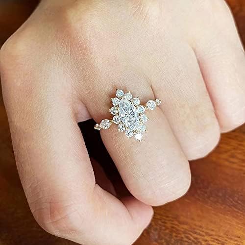 2023 חדש יהלומי טבעת לנשים תכשיטים פופולרי אביזרי גל טבעת עלה