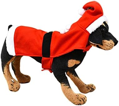 תחפושת לכלב סנטה, בגדים של מוצרי חיות מחמד לחג המולד קלאסיים, בגדי כותנה כלבים בגדי חיות מחמד מצחיקים חמודים תלבושות חג מולד, מעיל קפוצ'ון