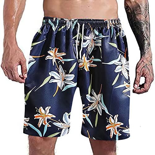 מכנסי חוף בגודל פלוס לגברים הדפס טרופי מהיר לוח חוף יבש מכנסיים קצרים רשת רשת בסיסית בגדי חוף הוואי גזעים שחייה