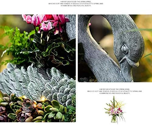 שרף יצירתי ברבורת אלת אלת סיר סיר צמח ברוק בעלי חיים פסל גן פסל דקורטיבי, ברבור+אפור