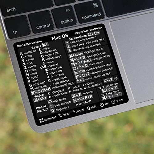 Synerlogic Mac OS מדבקת מקלדת מקלדת, ויניל למינציה, ללא צירוף, עבור MacBook Air/Pro/iMac/mini