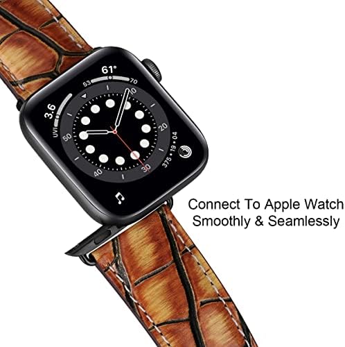 להקת עור MROTECH תואמת להקת Apple Watch 49 ממ 45 ממ 44 ממ 42 ממ רצועת עור מקורית רצועות וינטג 'החלפה להחלפה ל- IWatch SE2 Ultra Series