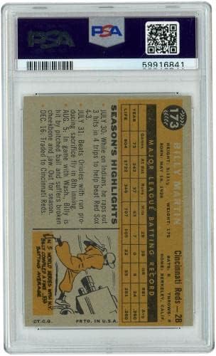 בילי מרטין סינסינטי אדומים 1960 טופפס סדרה 1173 PSA 7 כרטיס מסחר מאומת - כרטיסי בייסבול מטלטלים