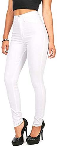 מכנסי מכנסי ג'ינס מלחמה גבוהה של Lariau לנשים כפתור פוליאסטר אישה יומי