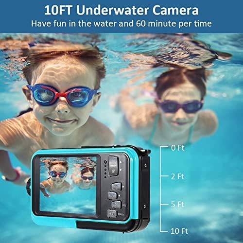 ACUVAR 48MP MEGAPIXEL מסך כפול אטום למים FULL HD 1080P מצלמה דיגיטלית למים מתחת למים והקלטת וידאו לסופיות עם אור הבזק LED למבוגרים וילדים