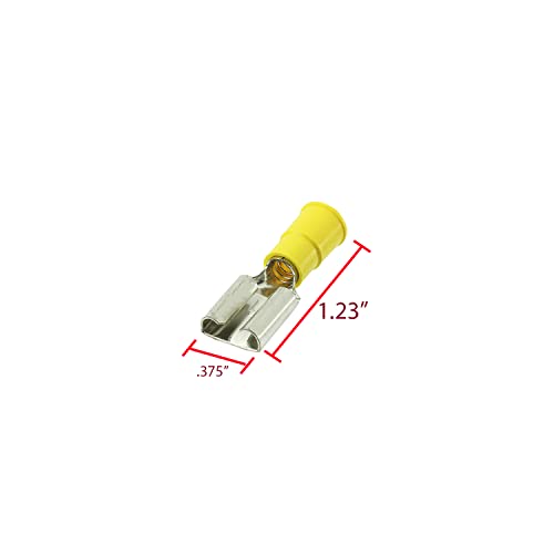מתכת מגרי ויניל צהוב מבודד תפר נוקביות נוקביות 12-10 AWG, 0.375 חבילת TAB של 25