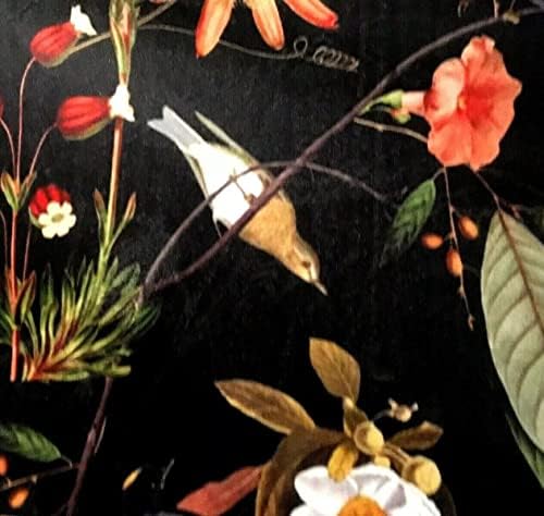 פסיפלורה פרחוני בד נמכר על ידי חצר שחור קטיפה תפירת חומר על ידי המטר טרופי ציפורים ופרחים דפוס עבור ריפוד כריות אמנויות אמנות