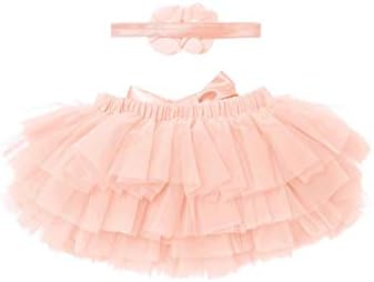 Acsuss תינוקות תינוקות 2 יחידות תלבושת נסיכה מקסימה חצאית רשת טוטו עם סרט ראש ליום הולדת לחתונה ליום הולדת