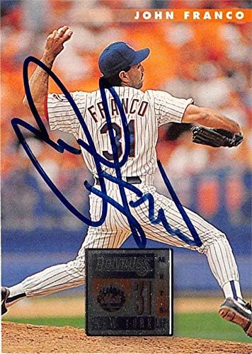 מחסן חתימות 586898 ג'ון פרנקו כרטיס בייסבול חתימה - ניו יורק Mets SC - 1996 Donruss No.128