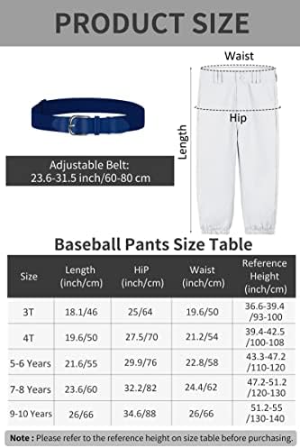 מכנסי בייסבול של רסינטה של ​​בנים גרבי חגורה חליפה לילדים מכנסי בייסבול בסגנון מכנסיים באורך ברך מכנסי נוער גרביים חליפה