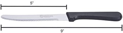 44 סטייק סכין סט של 4 שחור פוליפרופילן ידית, עם קצה מעוגל, נירוסטה, 9 סנטימטרים באורך כולל
