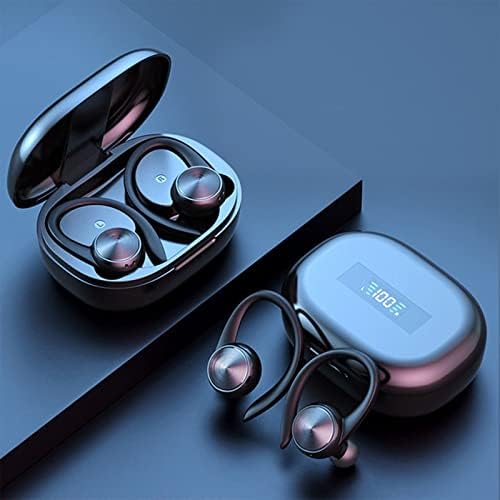 NSXCDH Bluetooth אוזניות אלחוטיות, אוזניות מפעילות עם תצוגת LED דיגיטלית, מעל אוזניות ספורט אוזניים, ווים אוזניים, אוזניות Bluetooth לעבודה