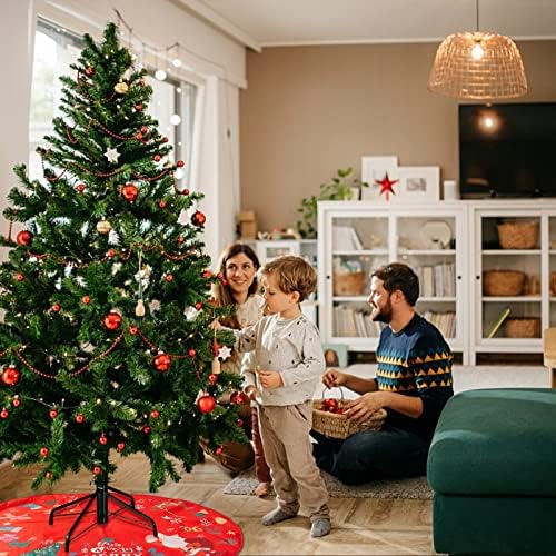 Gorgecraft בגודל 34 אינץ 'עץ חג המולד חצאית גמדים איש שלג פתית שלג סנטה קלאוס איילים חג המולד מחצלת עץ אדום ירוק חווה קישוטי חג המולד