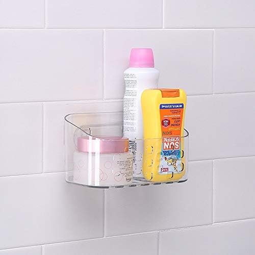 מדף מקלחת KLHHHG, פלסטיק אמבטיה ברור ללא קיר קידוח מדפי אחסון מארגן עם כוס יניקה חזקה