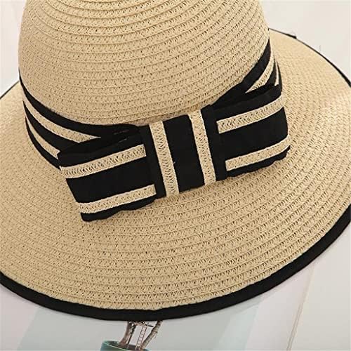 לרכוש מתקפל רחב ברים תקליטונים בנות קשת קש כובע שמש כובע חוף נשים קיץ כובע נסיעות כובע גברת כובע נשי