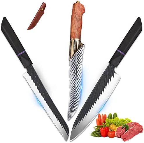 רוקוקו סנטוקו שף סכין לחם 6.5 אינץ 'סכין ויקינג סט סכין יפני סכין סכין מטבח לקליבר ליום האב גברים מתנה לחג המולד