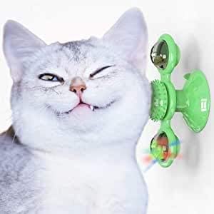 Enetos טחנת רוח חתול צעצוע עם כדור Catnip וכדור LED פטיפון מתגרה צעצוע של חתול צעצוע אינטראקטיבי של צעצוע, מקל חתול מצחיק, שריטת מברשת