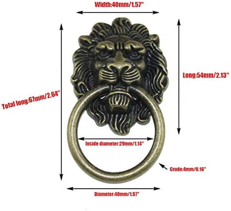 LHENG 67X40 עתיק זהב אריה כפתורים ידיות ארון מטפל במגירת ארונות ארון דלתות מושכות עם ברגים 10 יחידות