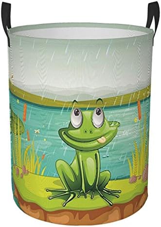 צפרדע מים 19.6 סנטימטרים גדול אחסון סל עם ידיות מתקפל נייד כביסה בד צידניות צעצועי בגדי ארגון