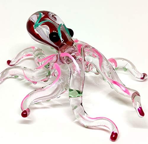 פסלונים מיניאטוריים של Sansukjai בעלי חיים בעלי חיים מפוצצים ביד אמנות זכוכית זכוכית מתנה אספנית מקשט 3.5