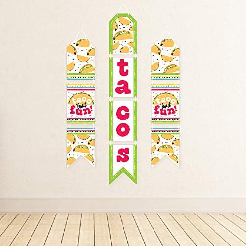 נקודה גדולה של אושר טאקו טאקו כיף - כרזות דלתות נייר אנכיות תלויות - ערכת קישוט קיר מקסיקנית פיאסטה - עיצוב דלת מקורה