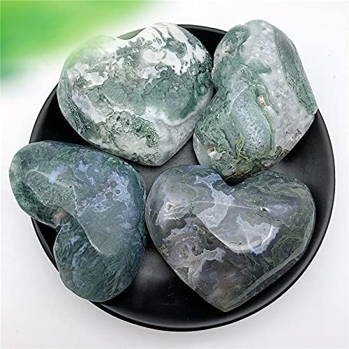 Laaalid xn216 1pc טבעי טחב גדול אגת אגת לב בצורת יד מגולפת לב גביש מתנה ריפוי אבנים טבעיות מלוטשות ומינרלים טבעיים