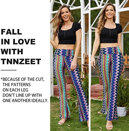 מכנסי הדפסה של Tnnzeet Palazzo לנשים, חותלות מתלקחות - מכנסי יוגה רגל רחבה של בוהו