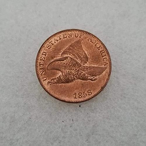 מלאכות עתיקות אמריקה 1858 1 מטבע נשר מעופף אוסף מטבעות עגול כסף כסף