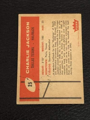 צ'רלי ג'קסון 1960 פליר חתום על כרטיס חתימה מס '25 דאלאס טקסנים - כרטיסי כדורגל עם חתימה של NFL