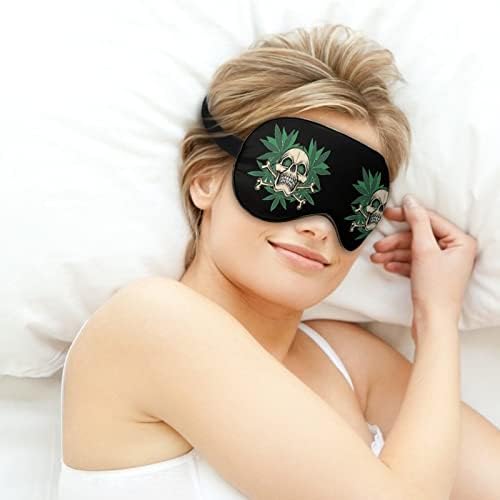 גולגולת קנאביס עשב עשב מסכת שינה קלה משקל מכסה עיניים מכסה מסיכת עיניים עם רצועה מתכווננת לגברים נשים
