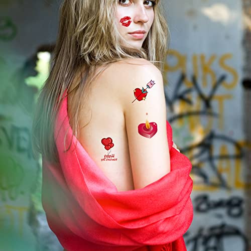 יום האהבה קעקועים זמניים 10 גיליונות לב אהבה מזויפת מדבקות נייר מדבקות נייר
