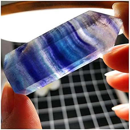 WGPHD Health & Hame Natural Rainbow Rainbow Fluorite שרביט בשכבה כחולה וסגולה מגדל קישוט פריז
