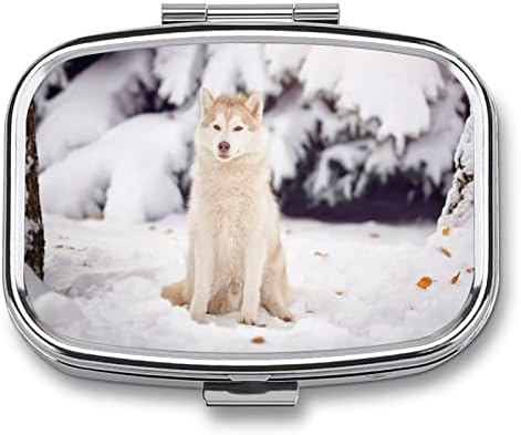 תיבת גלולת האסקי סיבירי כלב כיכר בצורת רפואת לוח מקרה נייד הפילבוקס ויטמין מיכל ארגונית גלולות מחזיק עם 3 תאים