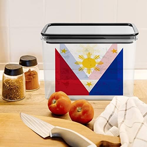 רטרו פיליפינים דגל אחסון קופסא פלסטיק מזון ארגונית מיכל מיכלי עם מכסה למטבח