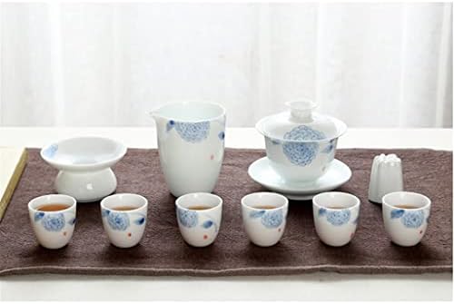 ZLXDP יצירתי חרסינה לבנה מצוינת ביד קונג פו סט תה מכוסה קערה מכוסה כוס תה קרמיקה מתנות שלמות